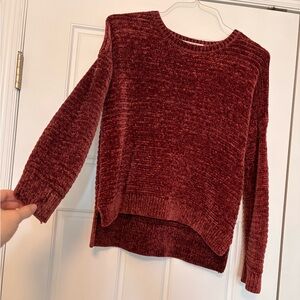 Pink Rose Chenille Sweater - Deep Red